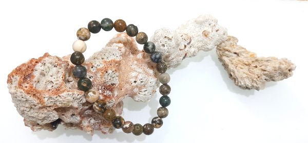 Rhyolite Natural Stone 8mm beads bracelet unisex fits all - Image 2