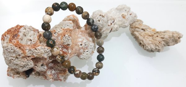 Rhyolite Natural Stone 8mm beads bracelet unisex fits all