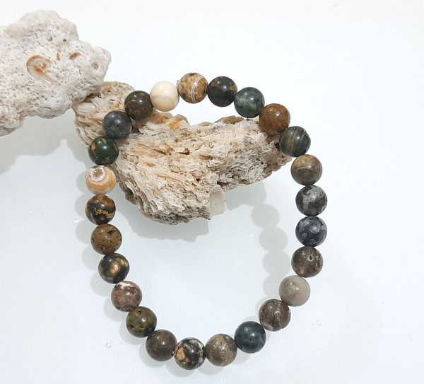 Rhyolite Natural Stone 8mm beads bracelet unisex fits all - Image 4