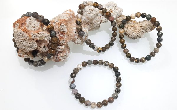 Rhyolite Natural Stone 8mm beads bracelet unisex fits all - Image 5