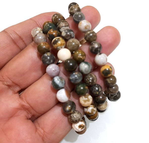 Rhyolite Natural Stone 8mm beads bracelet unisex fits all - Image 9