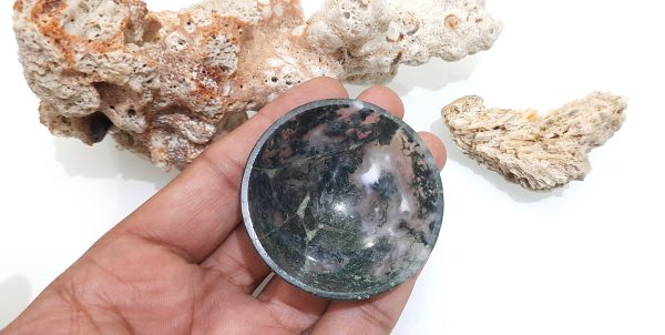 moss agate real natural chakra stone 1.5-2 inches bowl - Image 5