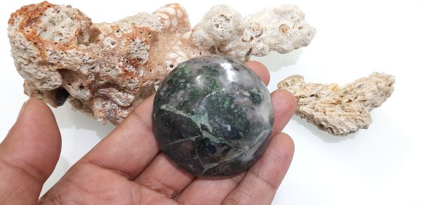 moss agate real natural chakra stone 1.5-2 inches bowl - Image 6