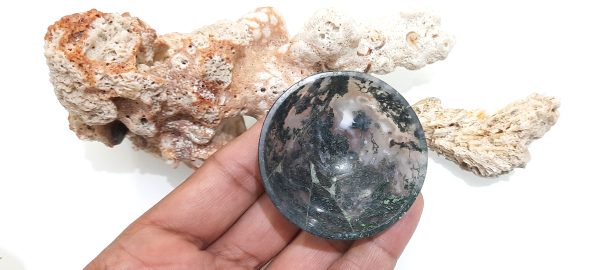 moss agate real natural chakra stone 1.5-2 inches bowl - Image 7