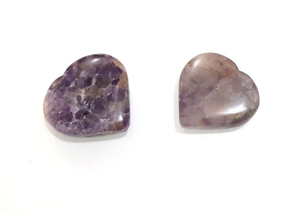 Natural Amethyst palm worry stone pocket heart reiki healing - Image 3