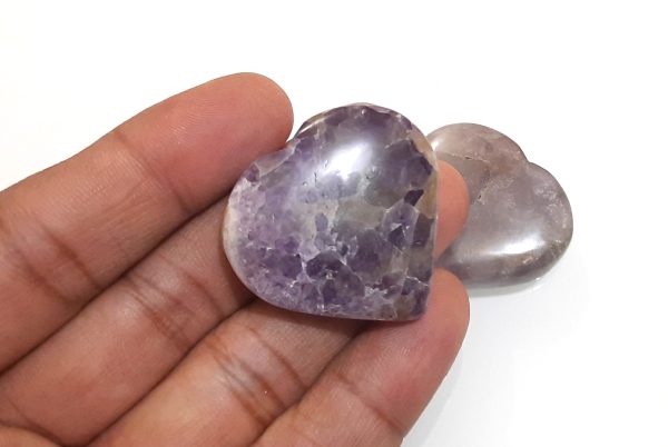 Natural Amethyst palm worry stone pocket heart reiki healing - Image 4