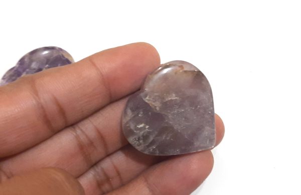 Natural Amethyst palm worry stone pocket heart reiki healing - Image 5