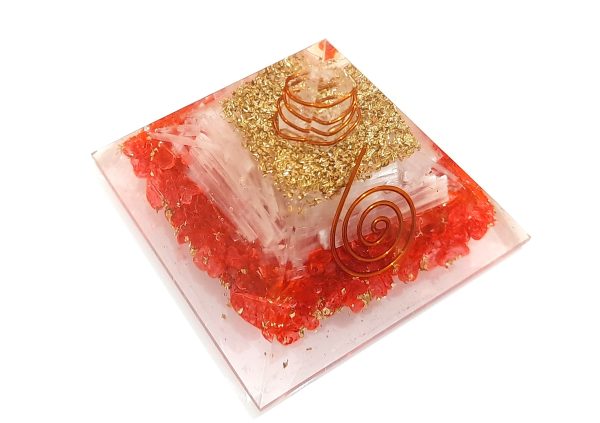 5G EMF PROTECTION reiki coil chakra red crystal and selenite pyramid - Image 4