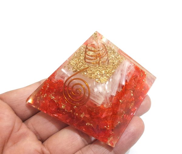 5G EMF PROTECTION reiki coil chakra red crystal and selenite pyramid - Image 2