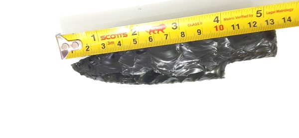 Black obsidian agate flint projectile knapped knife with handle - Image 5