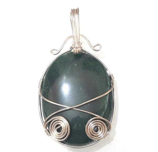 NATURAL GREEN JADE STONE CHAKRA WIREWRAPPED PENDANT - Image 2