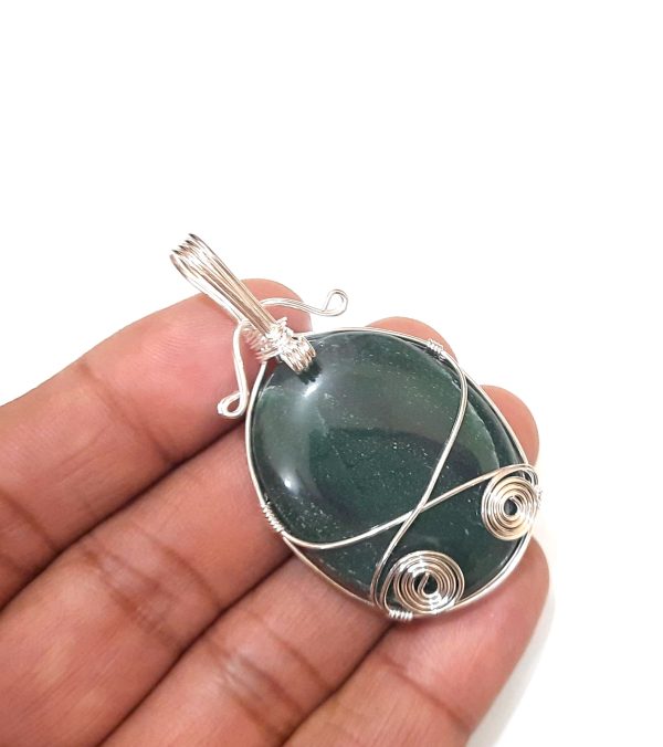 NATURAL GREEN JADE STONE CHAKRA WIREWRAPPED PENDANT - Image 7