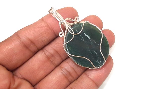 NATURAL GREEN JADE STONE CHAKRA WIREWRAPPED PENDANT - Image 11