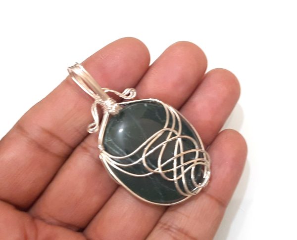 NATURAL GREEN JADE STONE CHAKRA WIREWRAPPED PENDANT - Image 12