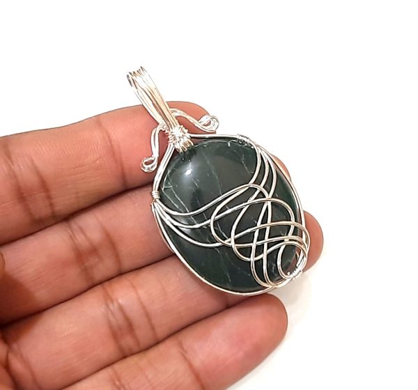 NATURAL GREEN JADE STONE CHAKRA WIREWRAPPED PENDANT - Image 14