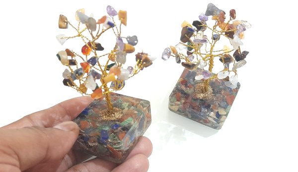 Orgone base small 7 chakra tree 2-2.5 inches Chakra Chips agate 7 Chakra Tree - Image 5