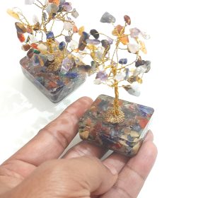 Orgone base small 7 chakra tree 2-2.5 inches Chakra Chips agate 7 Chakra Tree